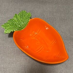 Orange Carrot-Shaped Ceramic Dish